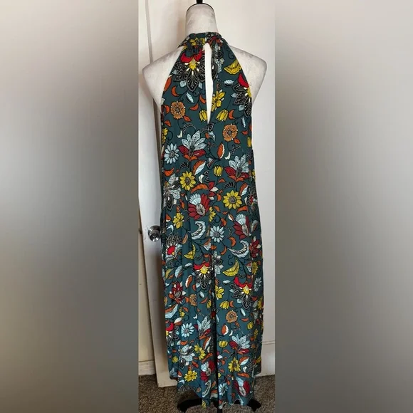 Anthropologie Geneva Halter Wide Leg Floral Jumpsuit Romper Keyhole Feminine - Picture 12 of 14